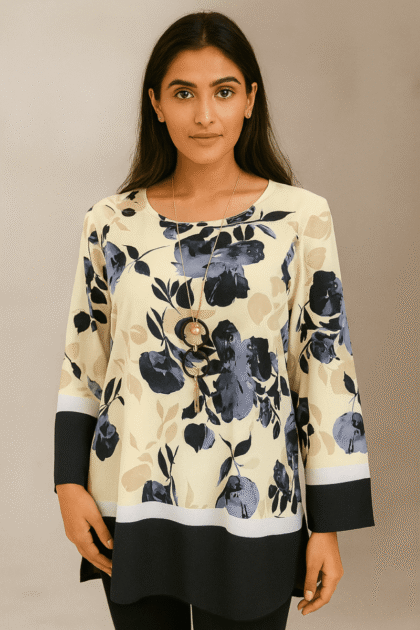 Elegant Floral Printed Co-ord Set for Women – Silk cotton fabric two-piece floral outfit