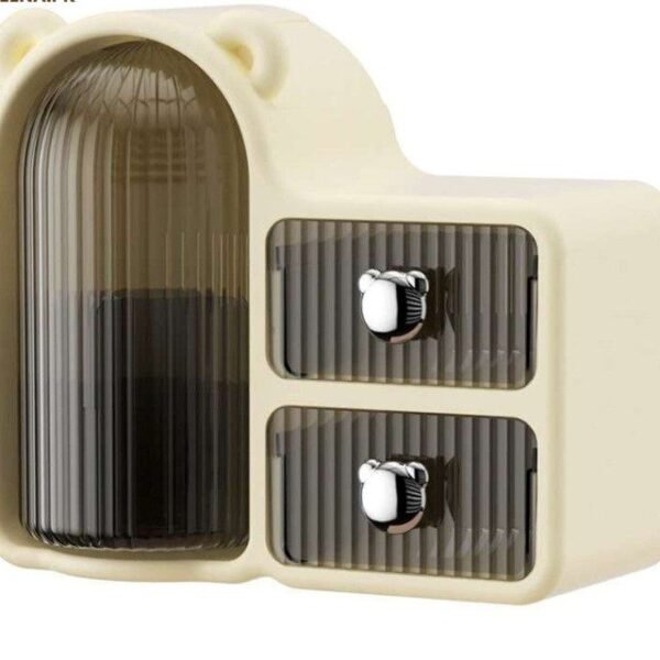 Bear Cosmetic Organizer with Drawers – Kawaii Makeup Storage | Large Capacity & Portable