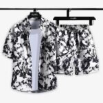 Men's Abstract Print Casual Shirt & Shorts Set