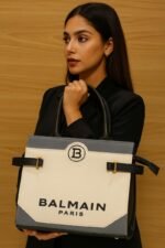 Balman Paris Large Bow Handbag for Women, stylish, adjustable belt, spacious, durable