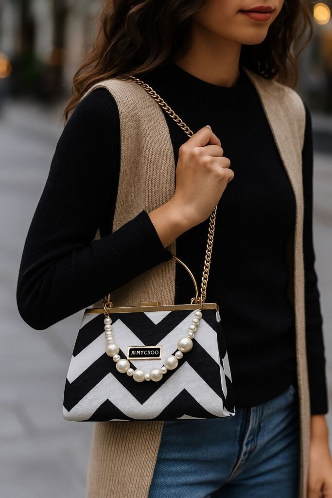 High Quality Hand Casual Clutch with Chain & Pulse Moti, stylish, durable, compact, party-ready