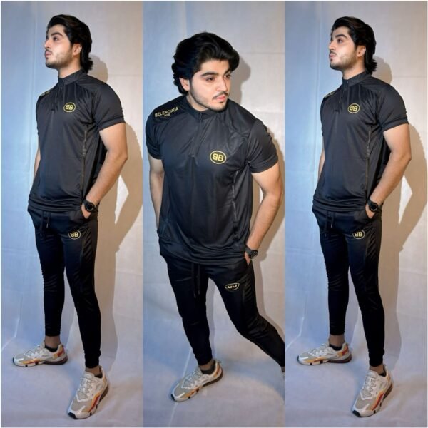 Men's Balenciaga-Inspired Black & Gold Tracksuit