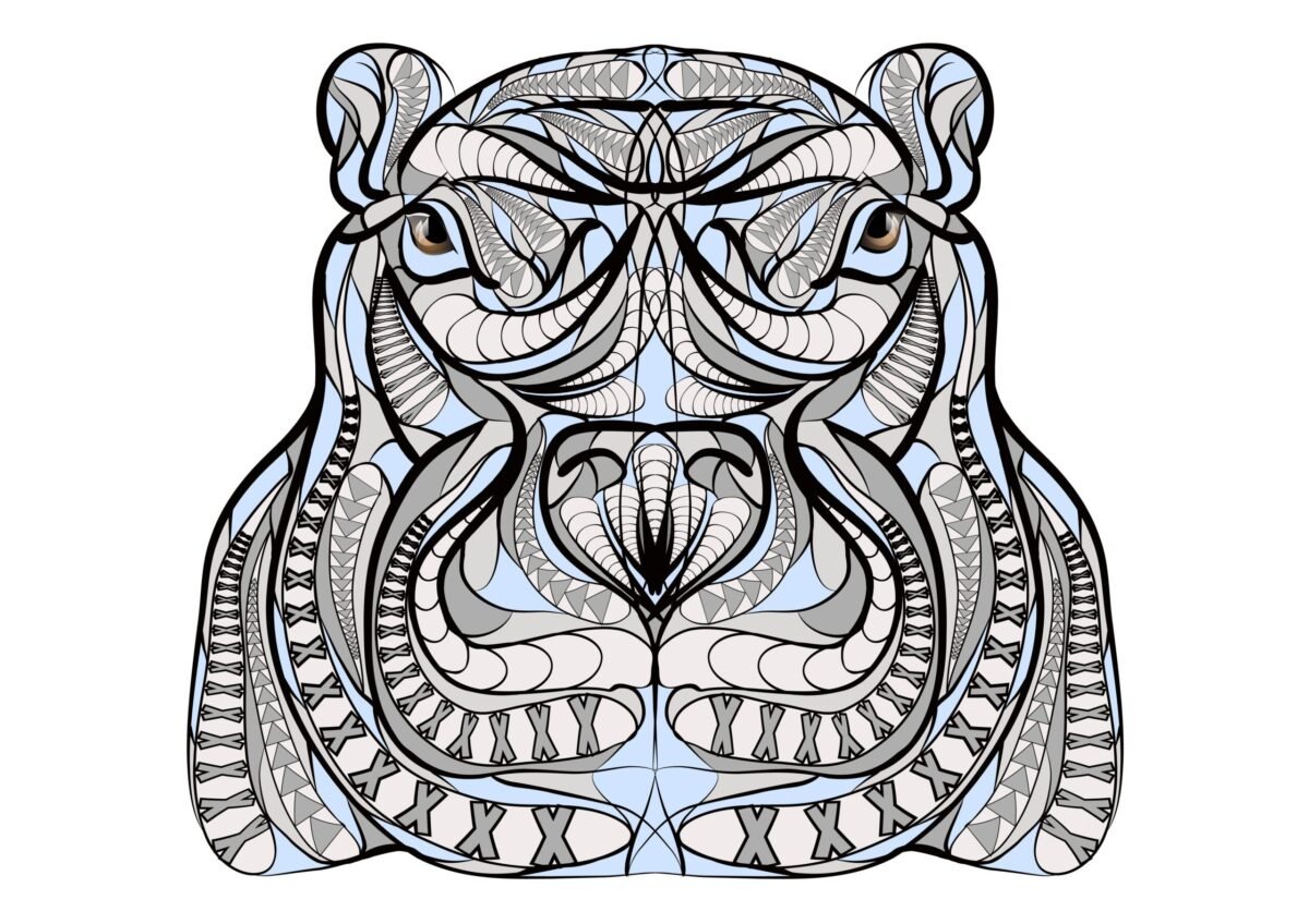 ethnic hippo Hippopotamus Design for T-Shirts & Hoodies - Image 1