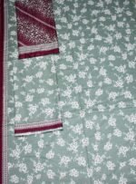 Bin Saeed Lawn 3-Piece Suit | Floral Printed Lawn Fabric with Maroon Dupatta