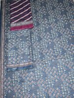 Bin Saeed Lawn 3-Piece Suit | Blue Printed Lawn Fabric with Stripe and Block Print Dupatta - Image 2