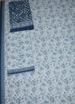 Bin Saeed Lawn 3-Piece Suit | Blue Floral Printed Lawn Fabric with Geometric Dupatta