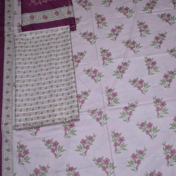 Bin Saeed Lawn 3-Piece Suit | Pink Floral Printed Lawn Fabric with Maroon Dupatta
