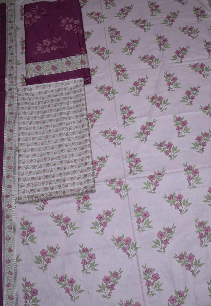 Bin Saeed Lawn 3-Piece Suit | Pink Floral Printed Lawn Fabric with Maroon Dupatta