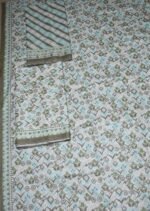 Bin Saeed Lawn 3-Piece Suit | Blue and White Printed Lawn Fabric with Geometric Dupatta