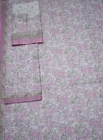 Bin Saeed Lawn 3-Piece Suit | Light Pink Printed Lawn Fabric with Grey and Gold Paisley