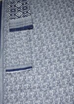 Bin Saeed Lawn 3-Piece Suit | Blue and White Paisley Print with Geometric Dupatta