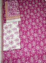 Bin Saeed Lawn 3-Piece Suit | Black and White Leaves Print with Stripe Dupatta