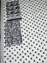 Bin Saeed Lawn 3-Piece Suit | White and Black Printed Lawn Fabric with Geometric Print Dupatta