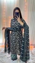 Bin Saeed Lawn 3-Piece Unstitched Suit | White Printed Lawn Fabric with Geometric & Abstract Motifs - Image 6