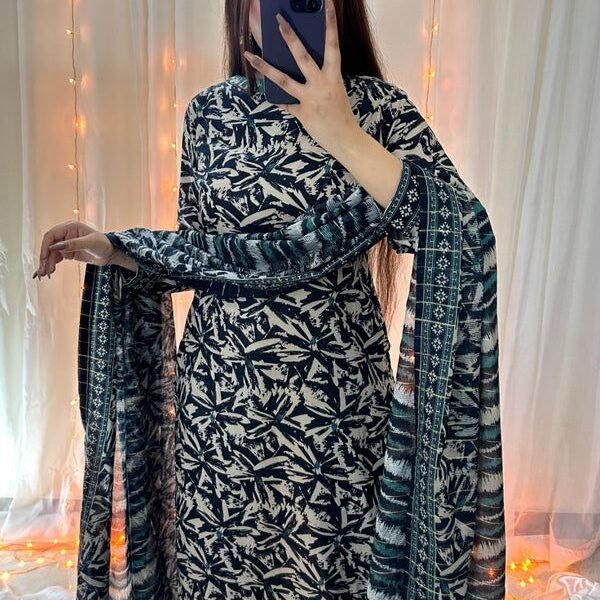 Bin Saeed Lawn 3-Piece Unstitched White Printed Suit Front View