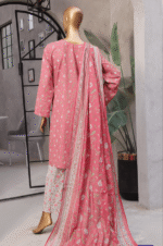 Close-up of floral printed shirt fabric from Bin Saeed Lawn 3-Piece Light Blue and Pink Suit.