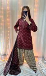 Bin Saeed Maroon Lawn 3-Piece Suit – Women’s Summer Collection - Image 4
