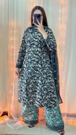 Bin Saeed Lawn 3-Piece Unstitched Suit | White Printed Lawn Fabric with Geometric & Abstract Motifs - Image 4