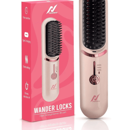 Nexlev HSB-04 Cordless Hair Straightener Brush – Portable Hair Styling Tool