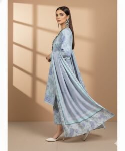 Cool Aqua Floral Motifs | Luxury Digital Lawn 3-Piece Dress (Unstitched) | Refreshing Choice for Hot Weather - Image 3