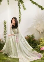 3Pc Unstitched Lawn Dress Pastel Green – Stunning Chiffon Dupatta with Sequins Embroidery - Image 3