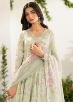 3Pc Unstitched Lawn Dress Pastel Green – Stunning Chiffon Dupatta with Sequins Embroidery - Image 2