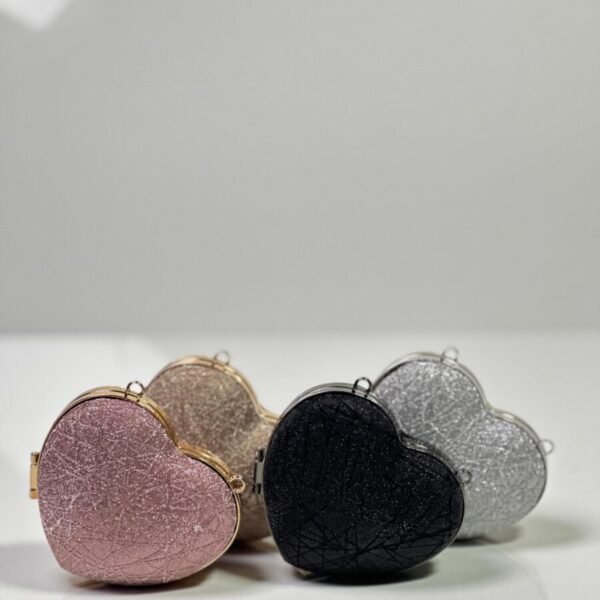 “Sparkly Heart Shaped Clutch Bag – Glitter Evening Party Purse”