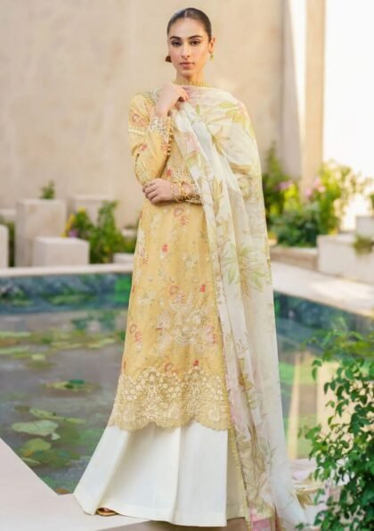 Lawn Suit with Sequence Embroidery & Chiffon Dupatta – Premium 3Pc Unstitched Outfit 2025 by PixelCartHub
