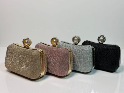 Luxury Glitter Wedding Clutch Bag with Pearl Clasp for Women