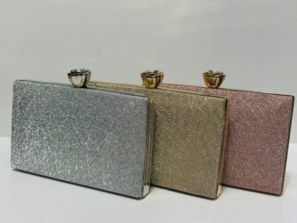Rectangle Box Clutch for Women – elegant rhinestone trim bridal and wedding party purse