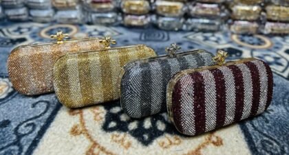 Crystal Studded Party Wear Clutch Bag for Women – Luxury Evening Handbag