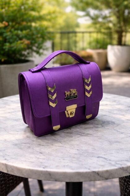 Top-Handle Crossbody Bag for Women with adjustable belt and gold buckle