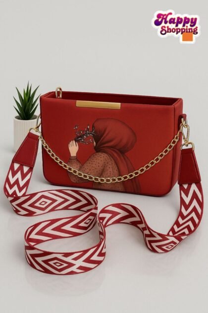 Hijab Art Crossbody Bag for Girls with printed strap