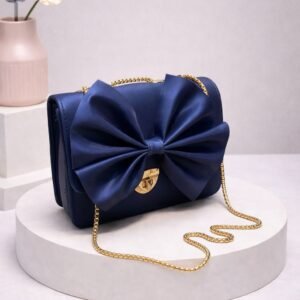 Bow Design Handbag for Women Elegant Party Wear Shoulder Bag with Gold Chain Strap