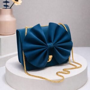 Bow Design Handbag for Women Elegant Party Wear Shoulder Bag with Gold Chain Strap