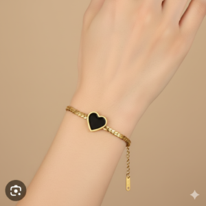 gold plated heart pearl bracelet for women with cuban link chain elegant jewelry