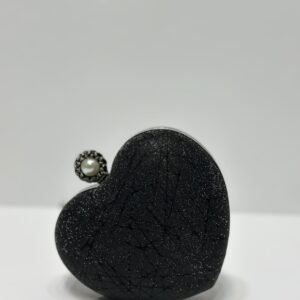 Luxury Heart Box Clutch for Women Textured Metallic Party Bag with Pearl Lock