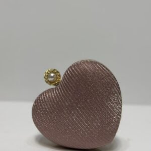 Luxury Heart Box Clutch for Women Textured Metallic Party Bag with Pearl Lock