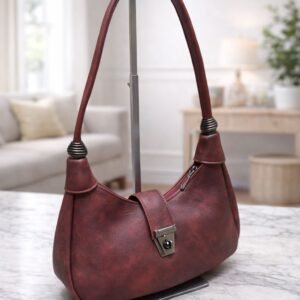 Trendy Shoulder Bag for Women Premium Faux Leather Handbag with Stylish Silver Clasp