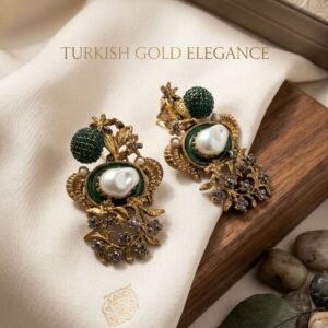 Vintage Floral Gold Plated Earrings with pearl accents elegant women party wear jewelry