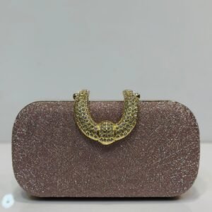 Glitter Clutch Bag for Women Crystal Handle Party Evening Handbag