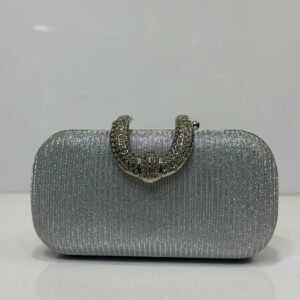 Glitter Clutch Bag for Women Crystal Handle Party Evening Handbag