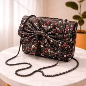 floral bow clutch bag for women with chain strap elegant evening purse