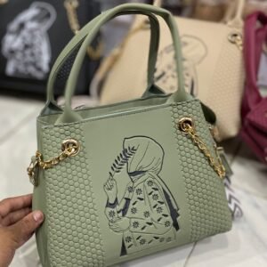 Hijabi Girl Print Shoulder Bag stylish women handbag with gold chain strap