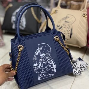 Hijabi Girl Print Shoulder Bag stylish women handbag with gold chain strap