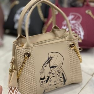 Hijabi Girl Print Shoulder Bag stylish women handbag with gold chain strap