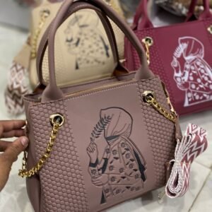 Hijabi Girl Print Shoulder Bag stylish women handbag with gold chain strap