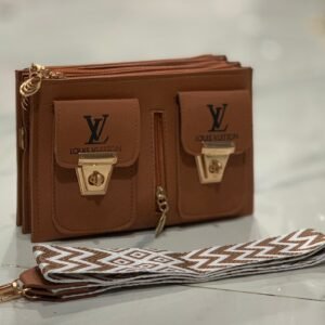 Women crossbody bag with dual front pockets and multi compartments