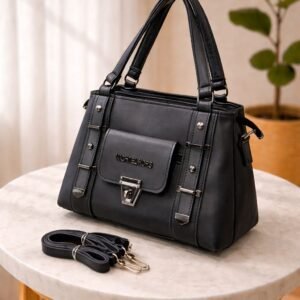 womens synthetic leather handbag large capacity shoulder bag with front pocket