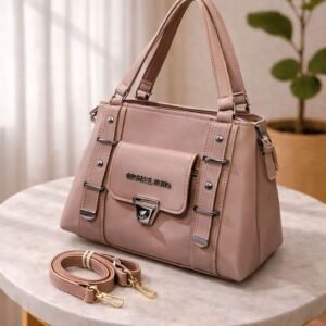 womens synthetic leather handbag large capacity shoulder bag with front pocket